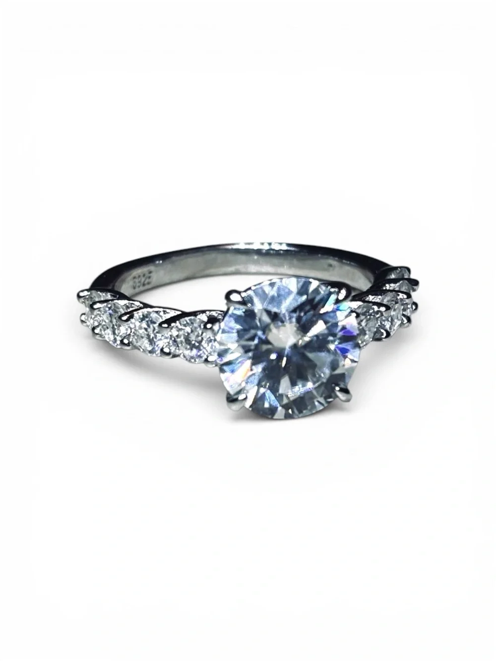 Solid 925 Sterling Silver VVS Moissanite Classic Solitaire Ring - Picture 9 of 9